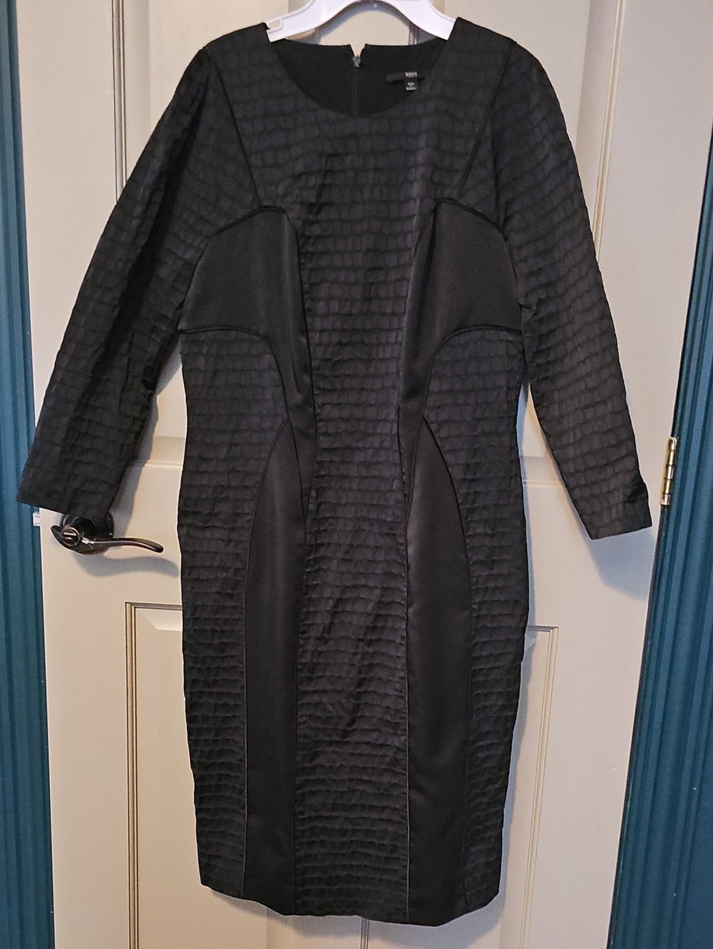 Hugo Boss Black Paneled Textured Midi Dress